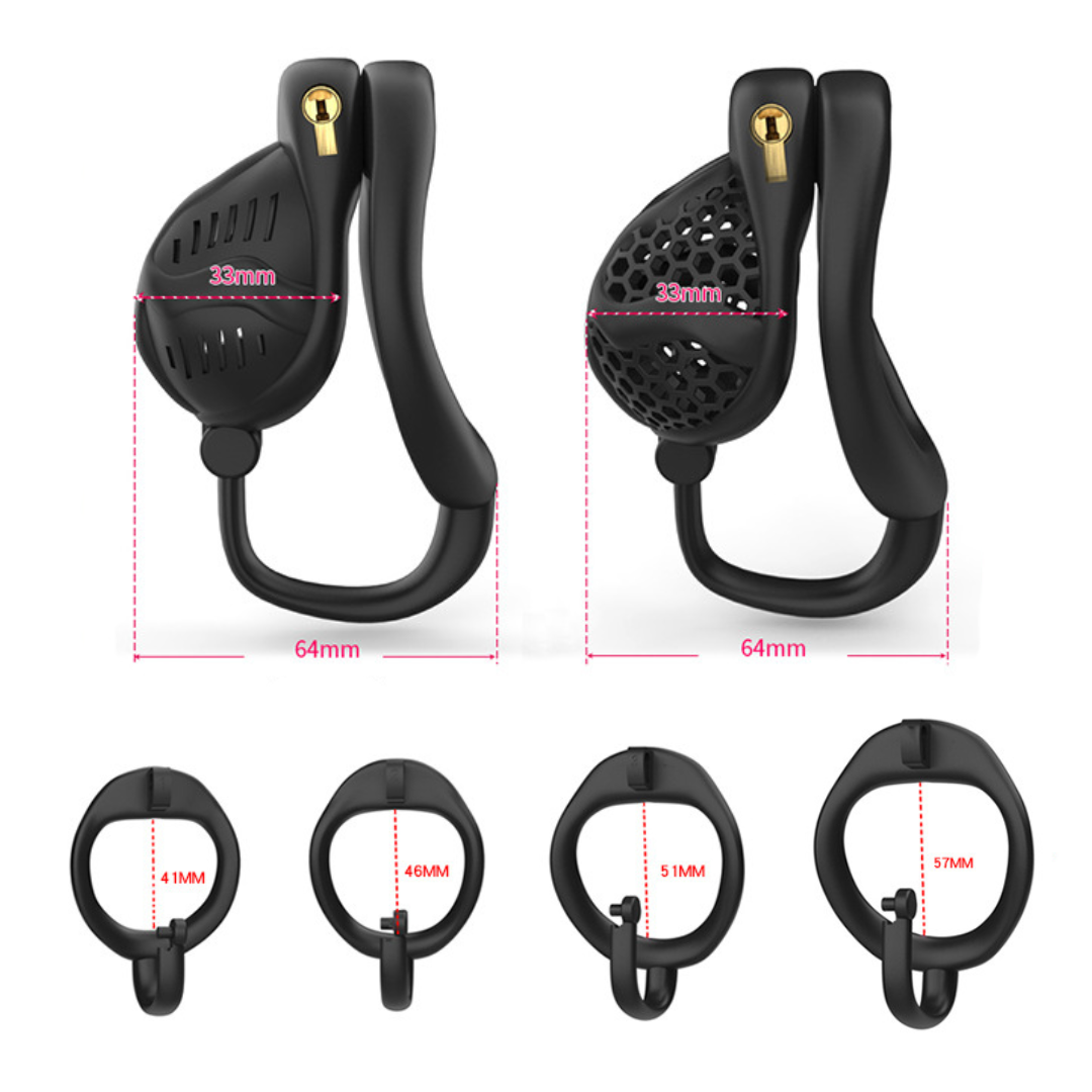 Black/Pink Lightweight Resin Chastity Cage with Testicle Support