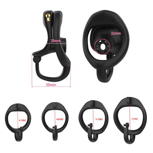 Black/Pink Resin Inverted Chastity Cage Lightweight Negative CockCage with Testicle Support