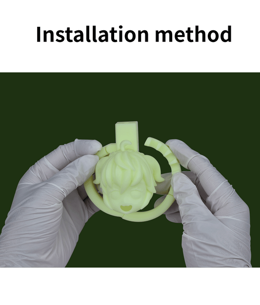 Built-in Adjustable 3D Printed Anime Chastity Cage handcuff deisgned base ring