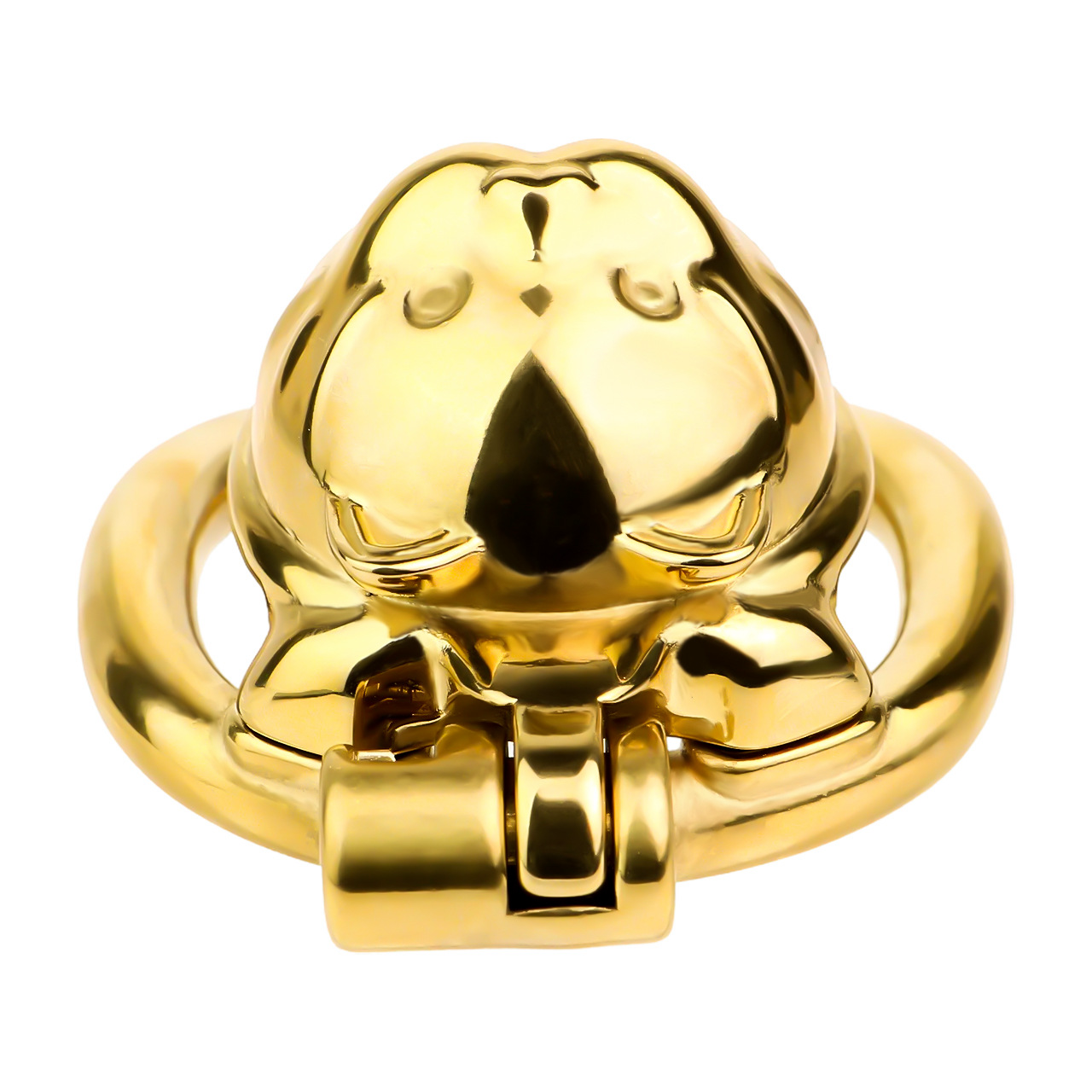 Lucky Cat Chastity Cage for Men Silver/Gold Smooth Stainless Steel Restraint for Sexual Control