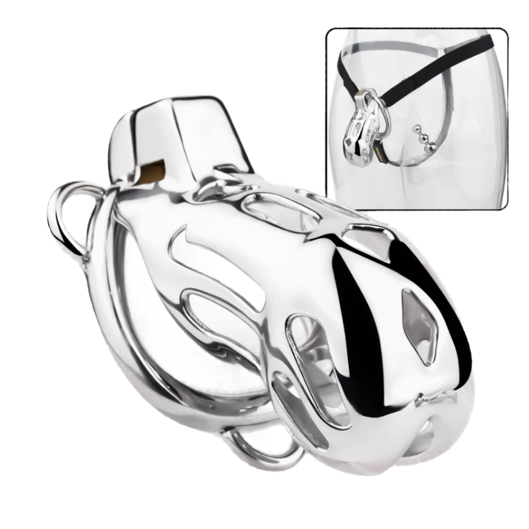 Breathable Metal Cobra Chastity Cage with Strap and Anal Plug male chastity device bdsm cock lock sex toy for men
