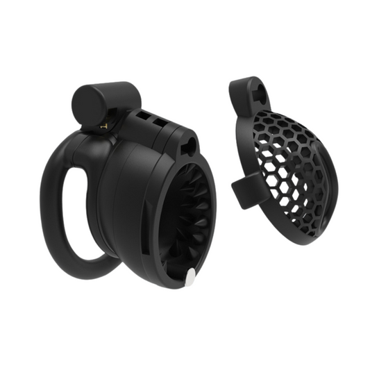 Upgraded Breathable Chastity Cage with Spikes and Removable Cap - Black/Pink