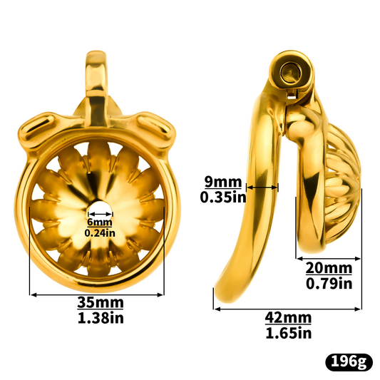 Gold Sunflower Tiny Chastity Cage Small Metal CockCage For Men Sissy Gay