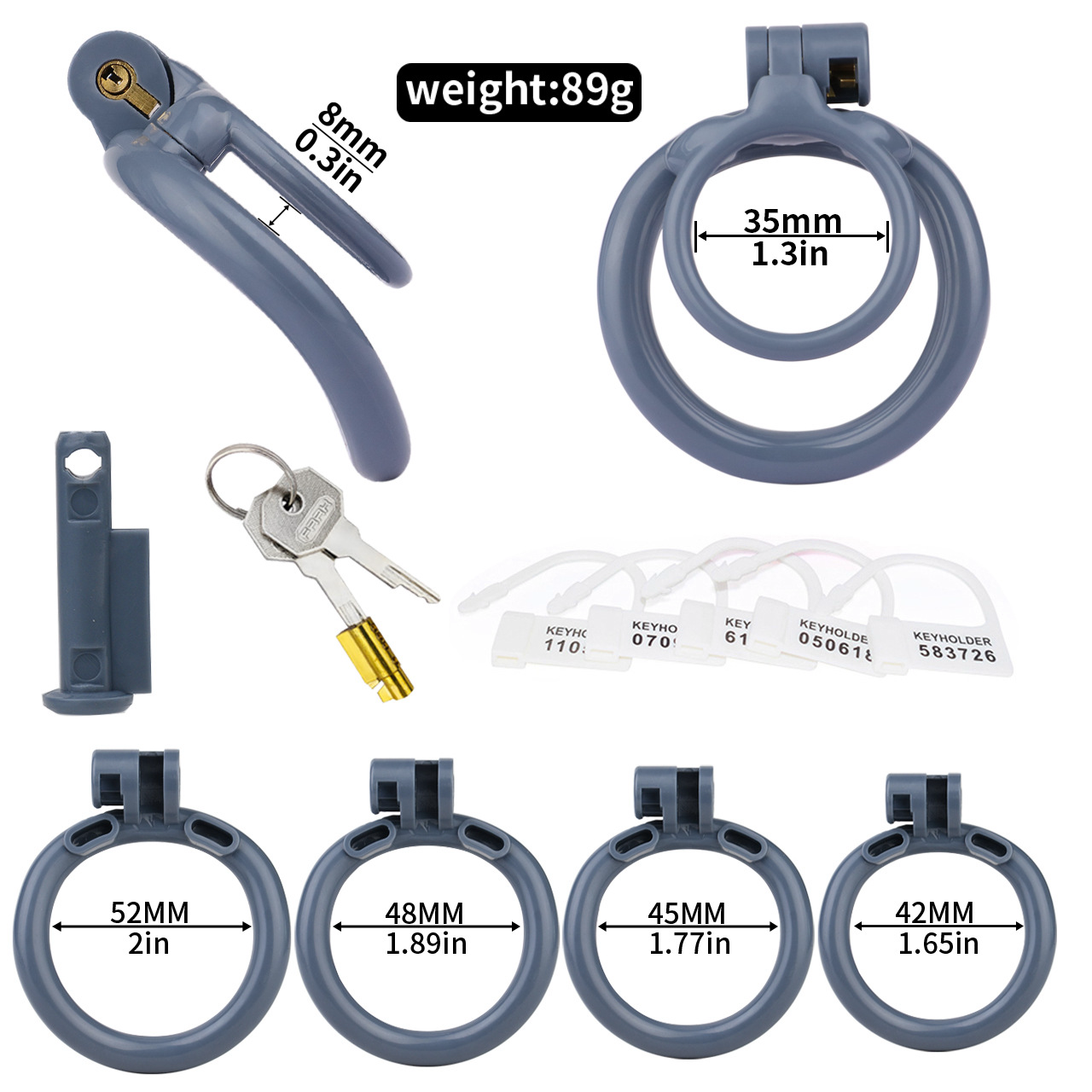 Lockable Resin Cock Ring Chastity Cage – Lightweight Penis Lock Blue/Black/Pink/White