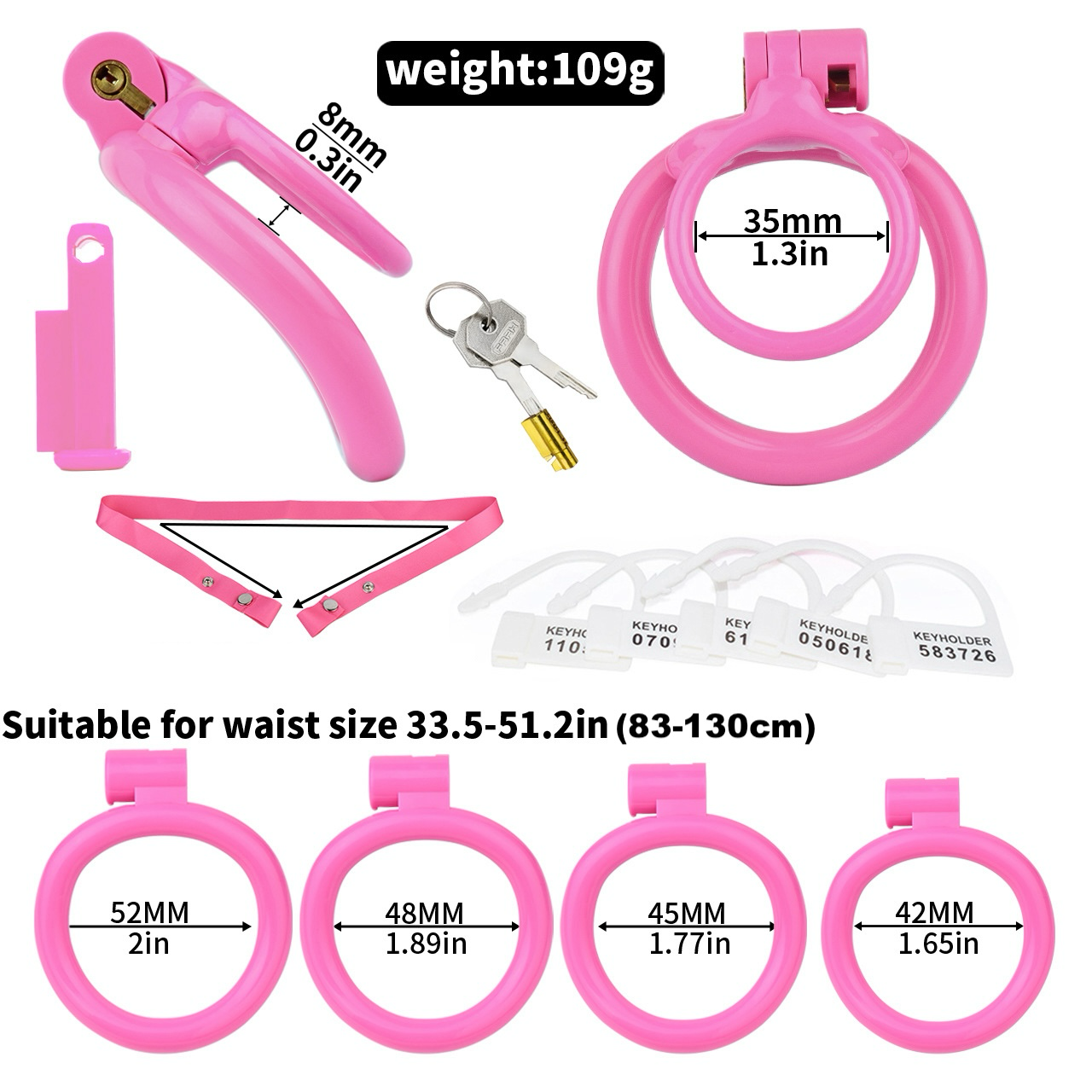 Lockable Resin Cock Ring Chastity Cage – Lightweight Penis Lock Blue/Black/Pink/White