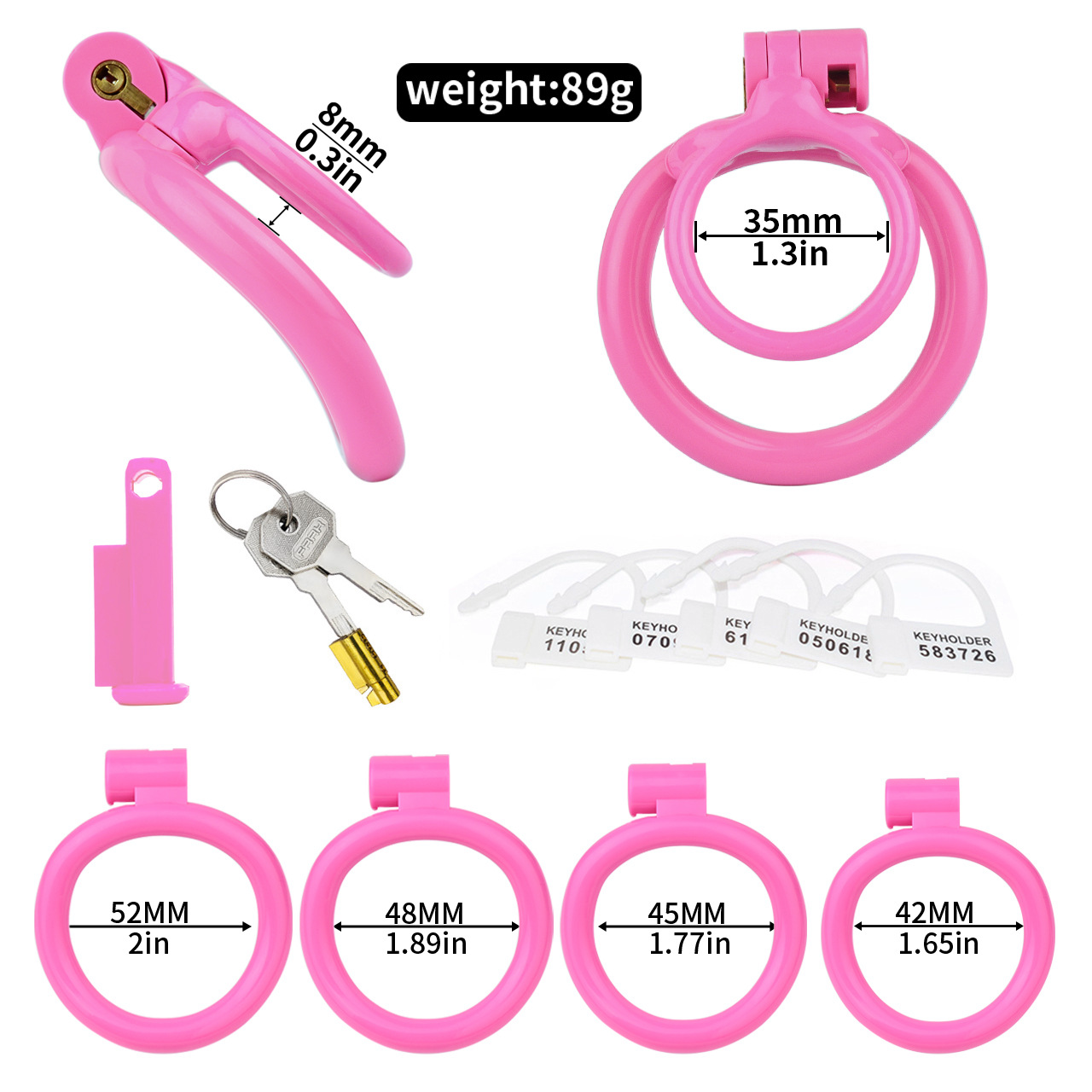 Lockable Resin Cock Ring Chastity Cage – Lightweight Penis Lock Blue/Black/Pink/White