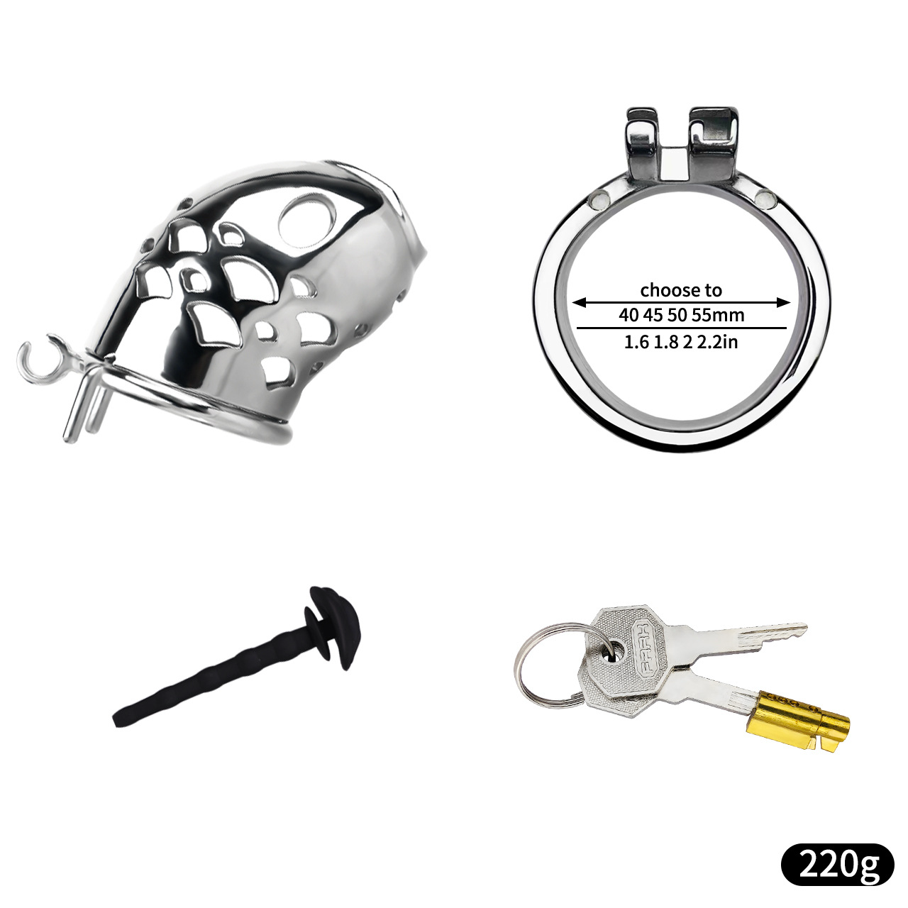 Solid Stainless Steel Goldfish Chastity Cage