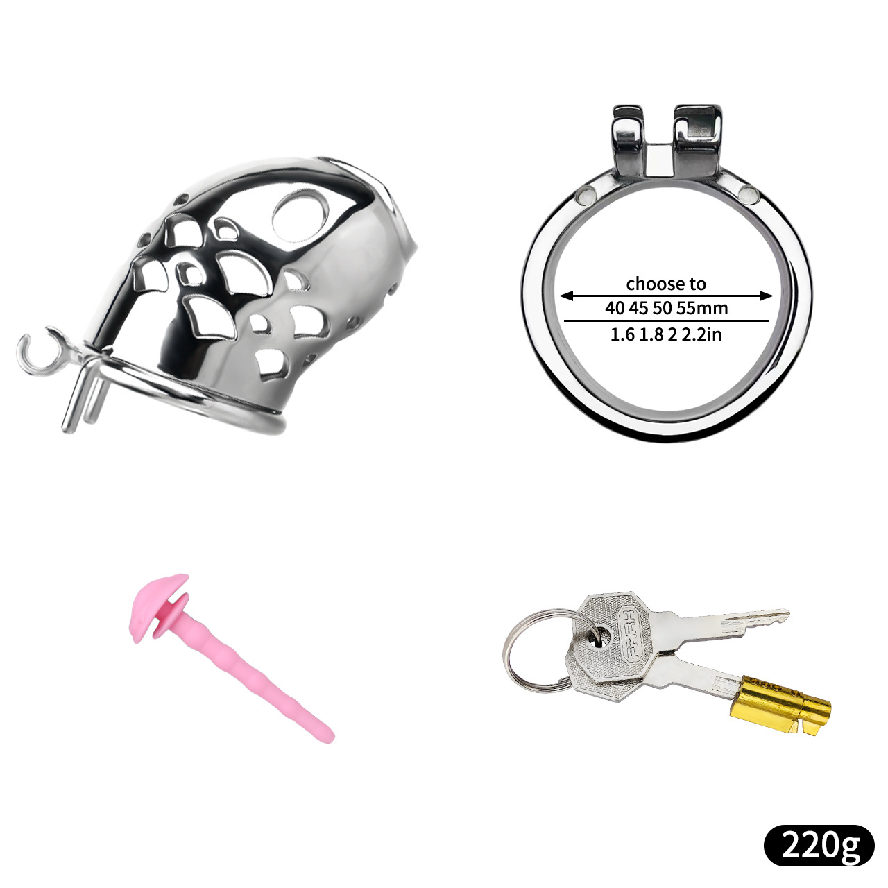 Solid Stainless Steel Goldfish Chastity Cage