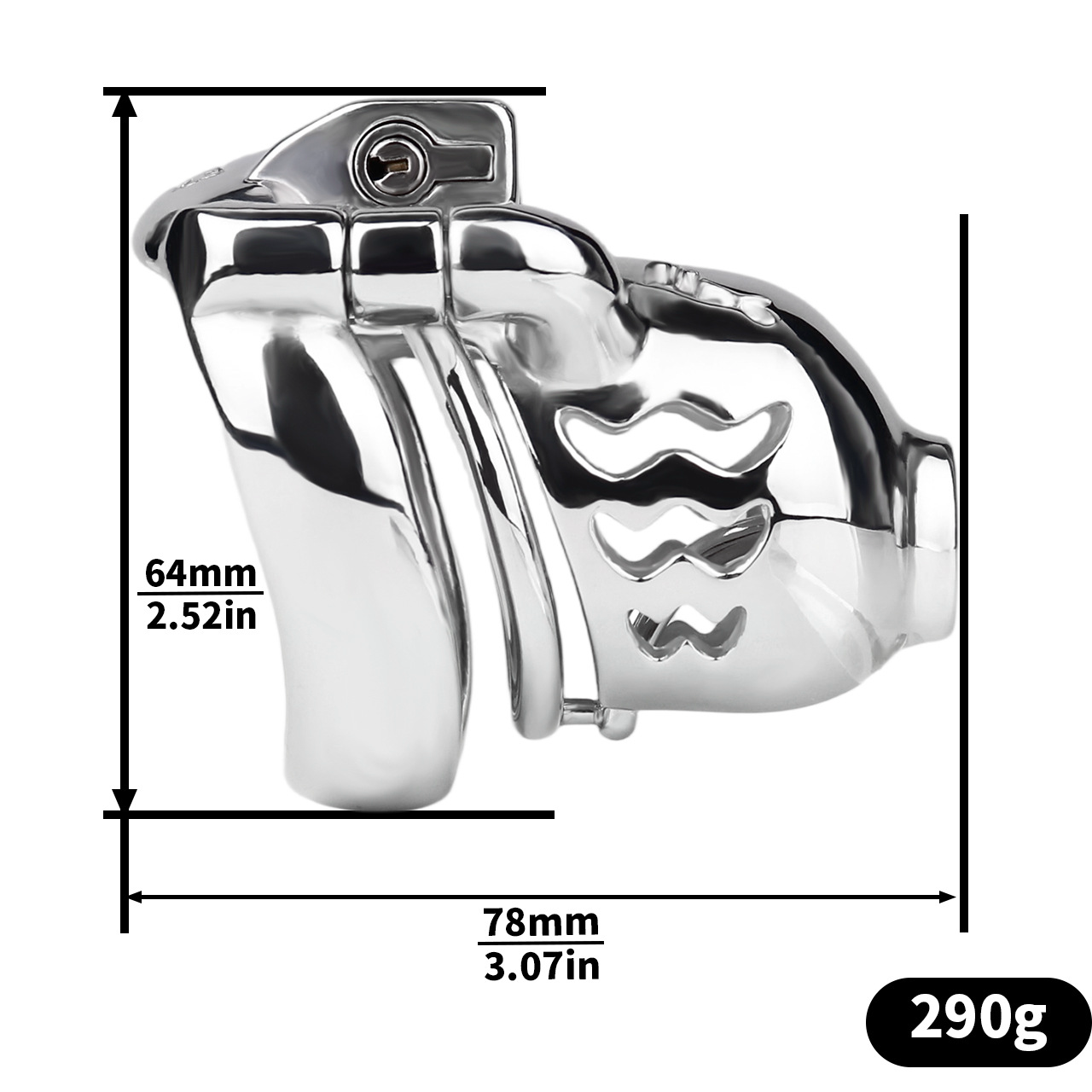 Metal Cobra PA Chastity Cage with PU Strap Prince Albert Penis Piercing BDSM Cock Cage