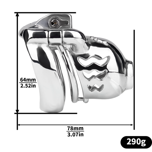 Metal Cobra PA Chastity Cage with PU Strap Prince Albert Penis Piercing BDSM Cock Cage