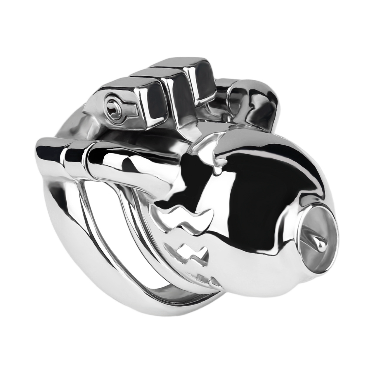 Metal Cobra PA Chastity Cage with PU Strap Prince Albert Penis Piercing BDSM Cock Cage