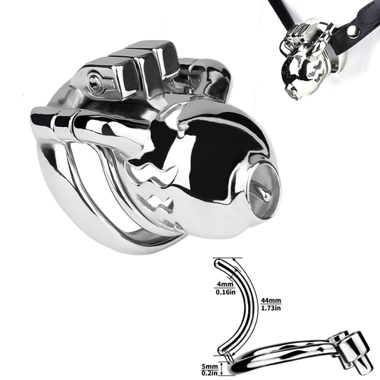 Metal Cobra PA Chastity Cage with PU Strap Prince Albert Penis Piercing BDSM Cock Cage