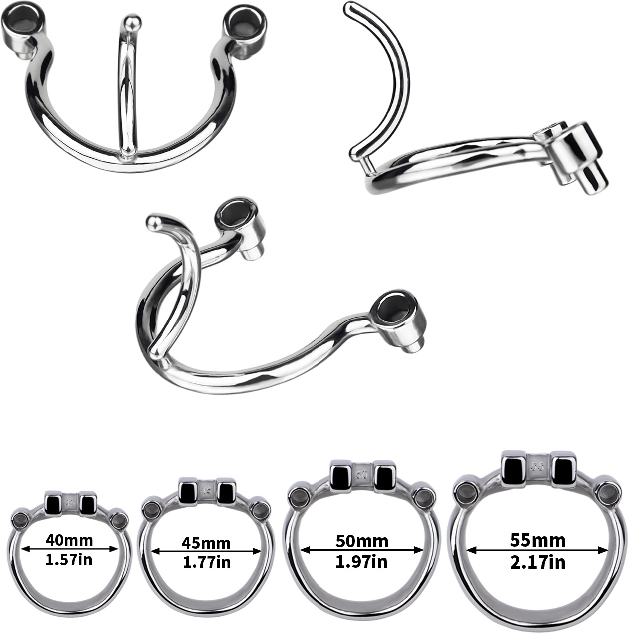 Metal Cobra PA Chastity Cage with PU Strap Prince Albert Penis Piercing BDSM Cock Cage