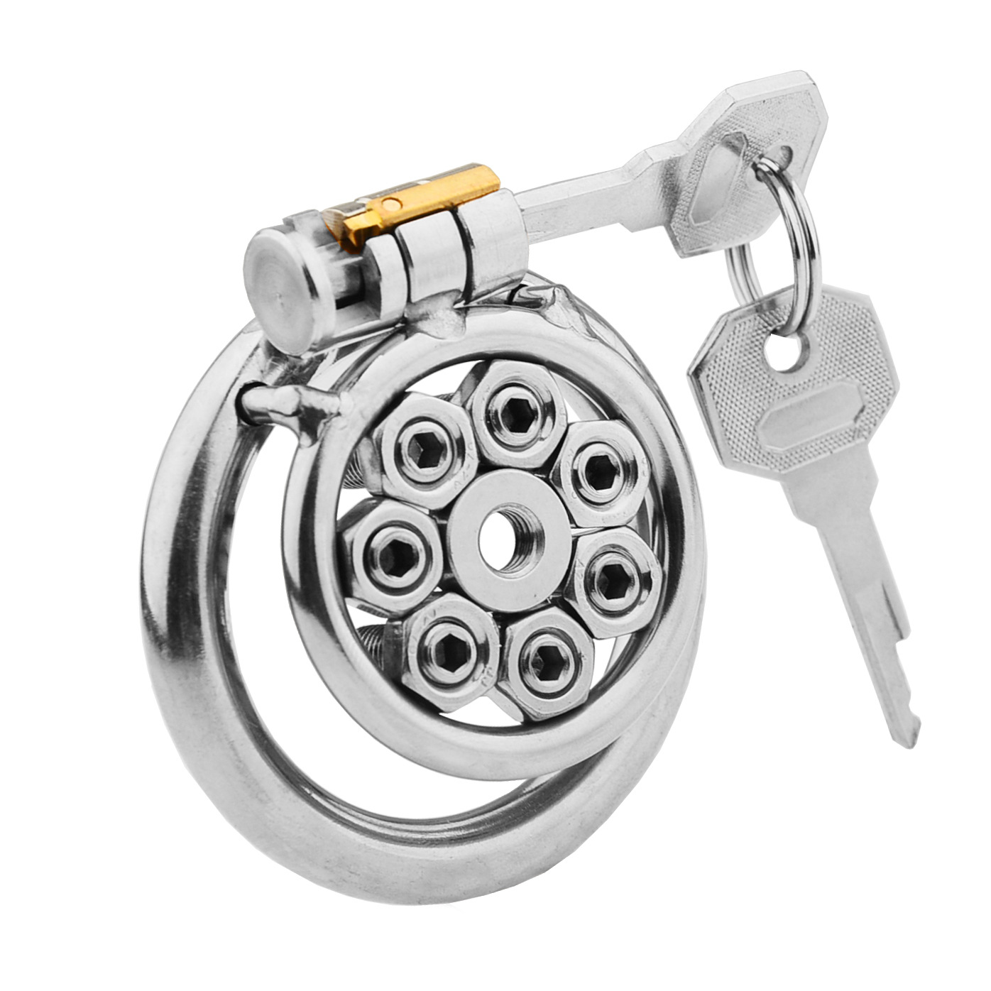Flat Metal Chastity Cages with Removable Screw Spikes
