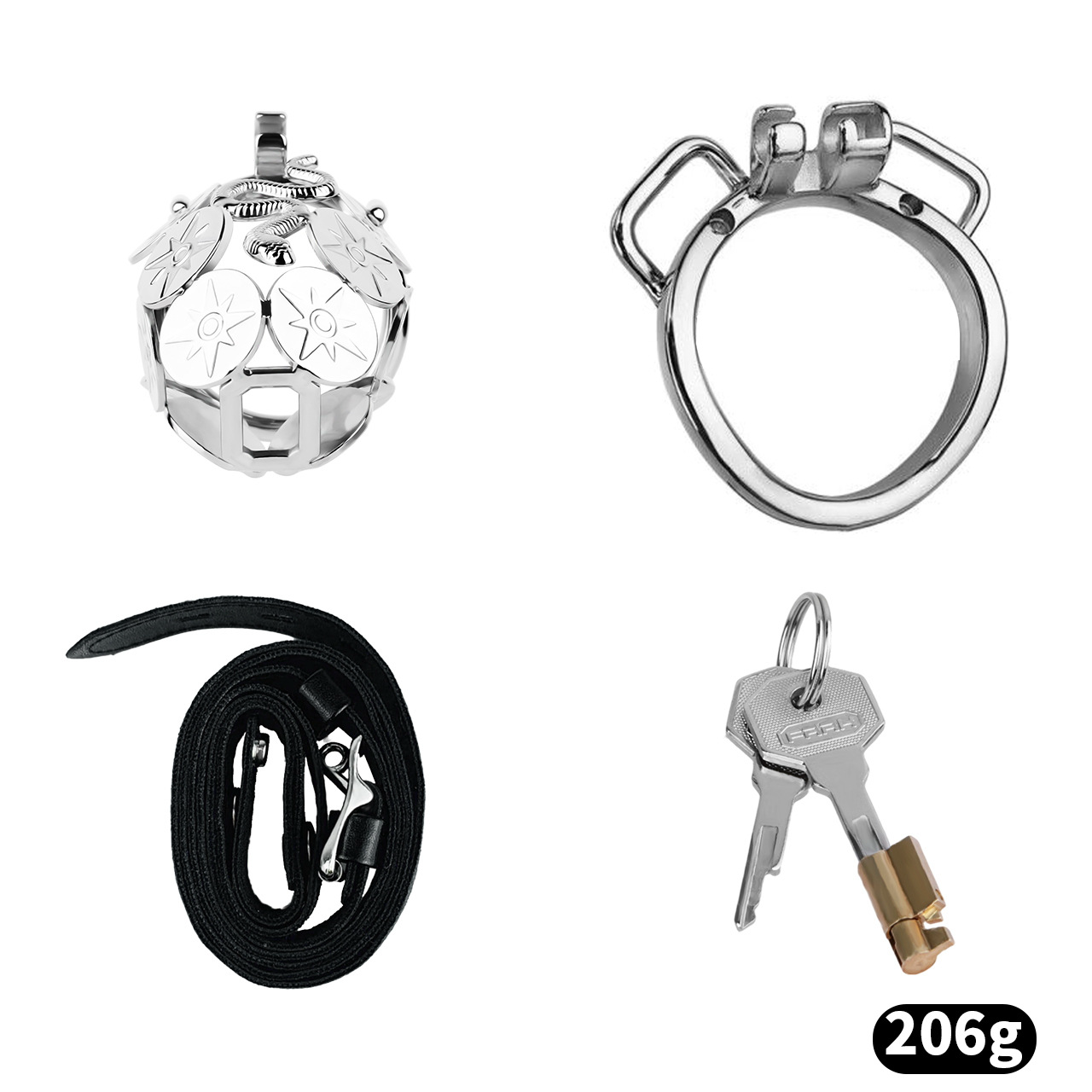 Stainless Steel Snake Shield Modern Chastity Cage Locking Male Cock Cage
