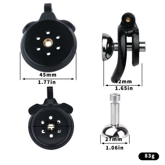 Lightweight Chastity Cage with Removable Silim Inverted Plug and 4 Cock Rings