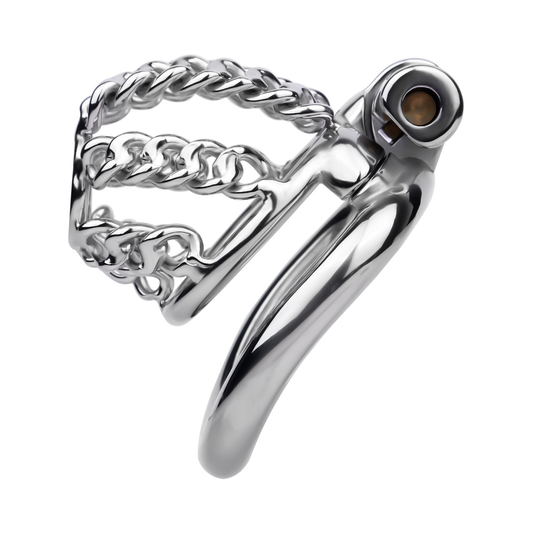 Slim & Heavy Chain Stainless Steel Chastity Cage Metal Cock Lock