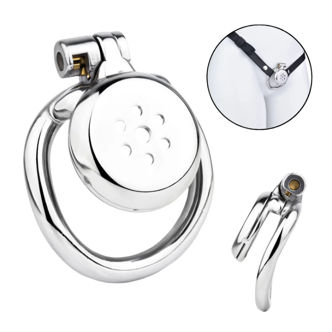 Flat Male Chastity Cage with Strap Compact Micro Chastity Device For Men