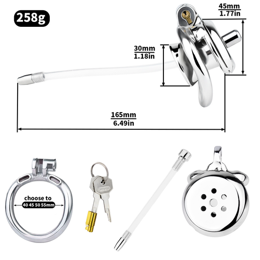 Sleek Inverted Chastity Cage with Removable Soft Silicone Catheter Negative Reversed Cock Cage for Men Gay and Sissy