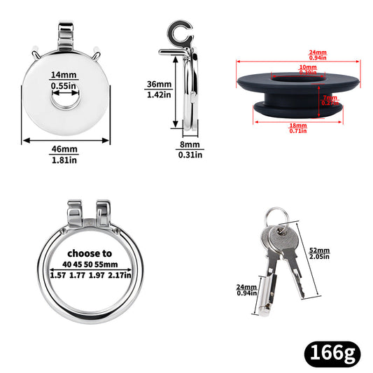 Flat & Inverted Stainless Steel Chastity Cage - Small to Large Inverted Plugs
