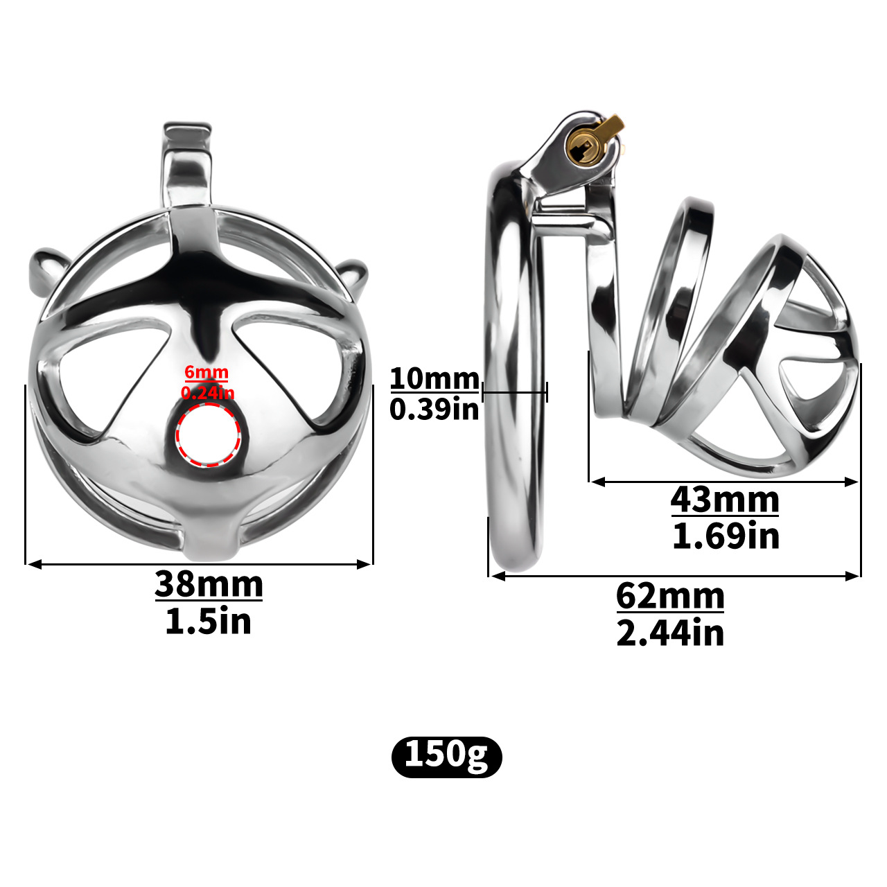 Hollow Cobra Male Chastity Cage - S/M/L/XL Cage Sizes Metal Cock Cage for Men