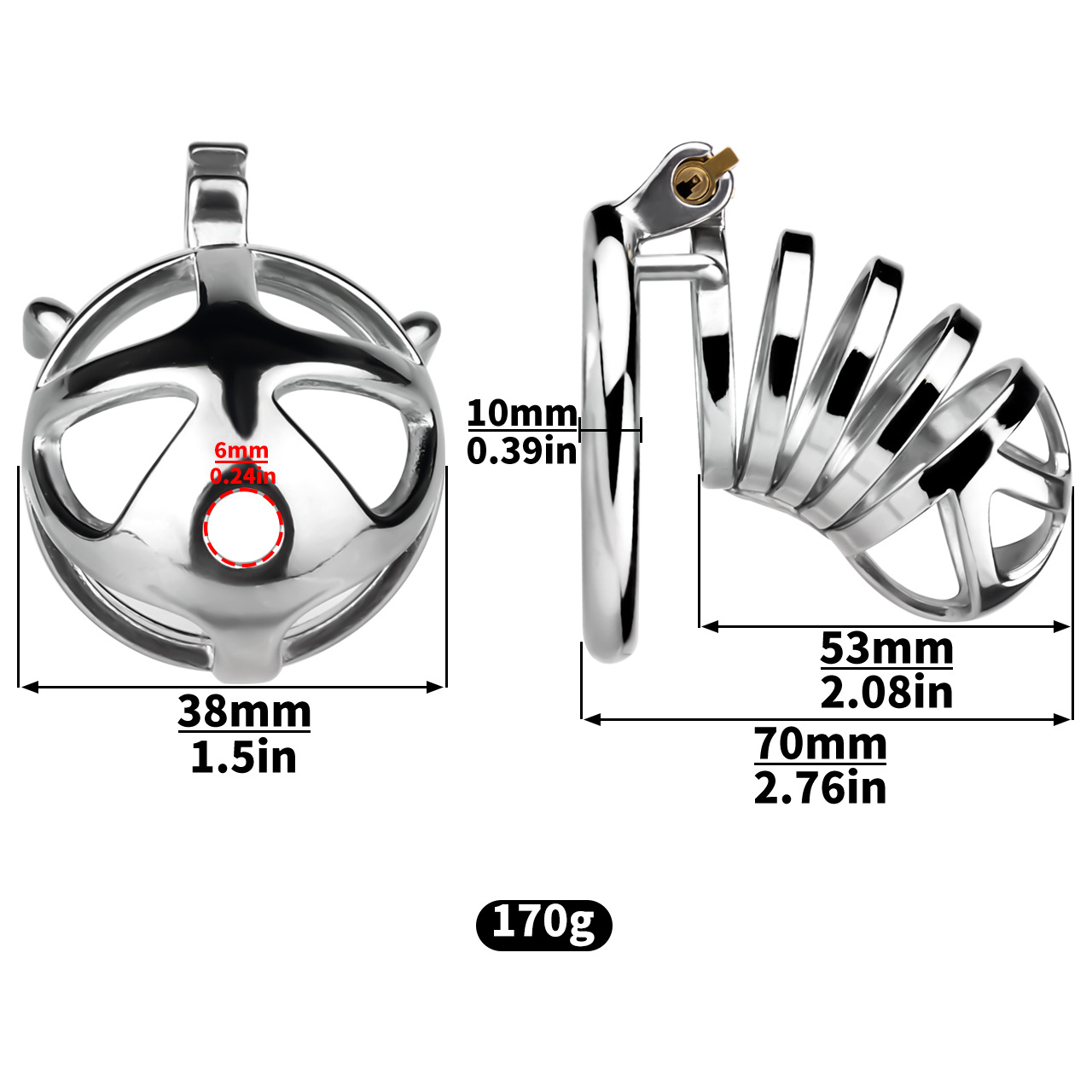 Hollow Cobra Male Chastity Cage - S/M/L/XL Cage Sizes Metal Cock Cage for Men