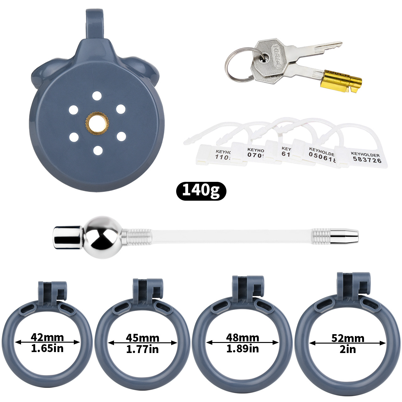 small Inverted Chastity Cage with Removable Steel Ball Plug and Silicone Catheter