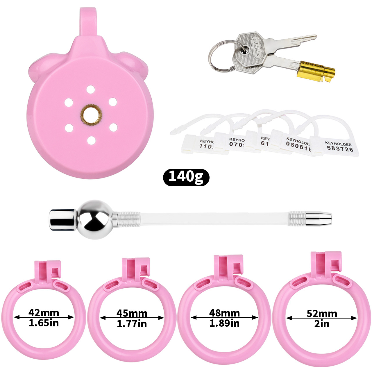 small Inverted Chastity Cage with Removable Steel Ball Plug and Silicone Catheter