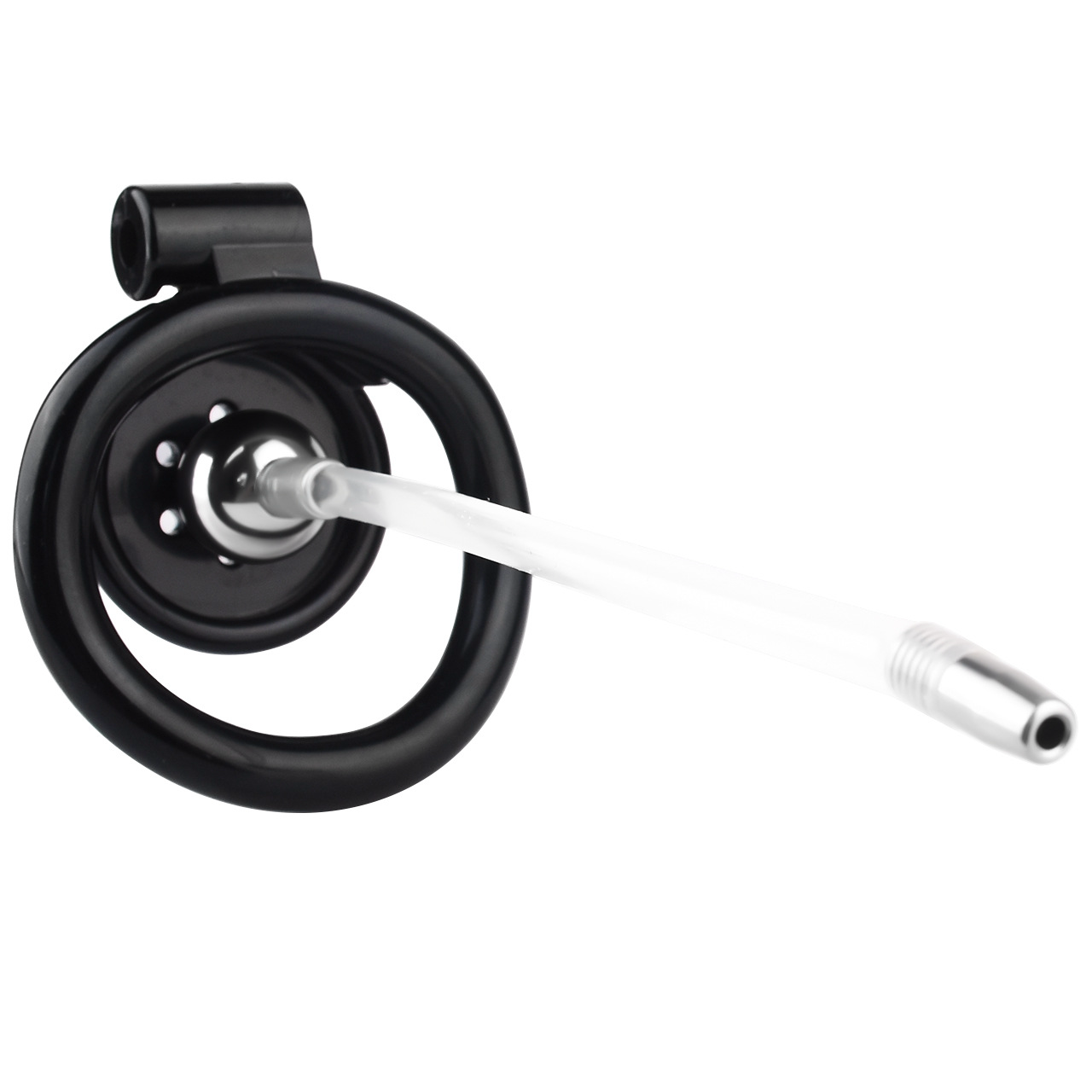 small Inverted Chastity Cage with Removable Steel Ball Plug and Silicone Catheter