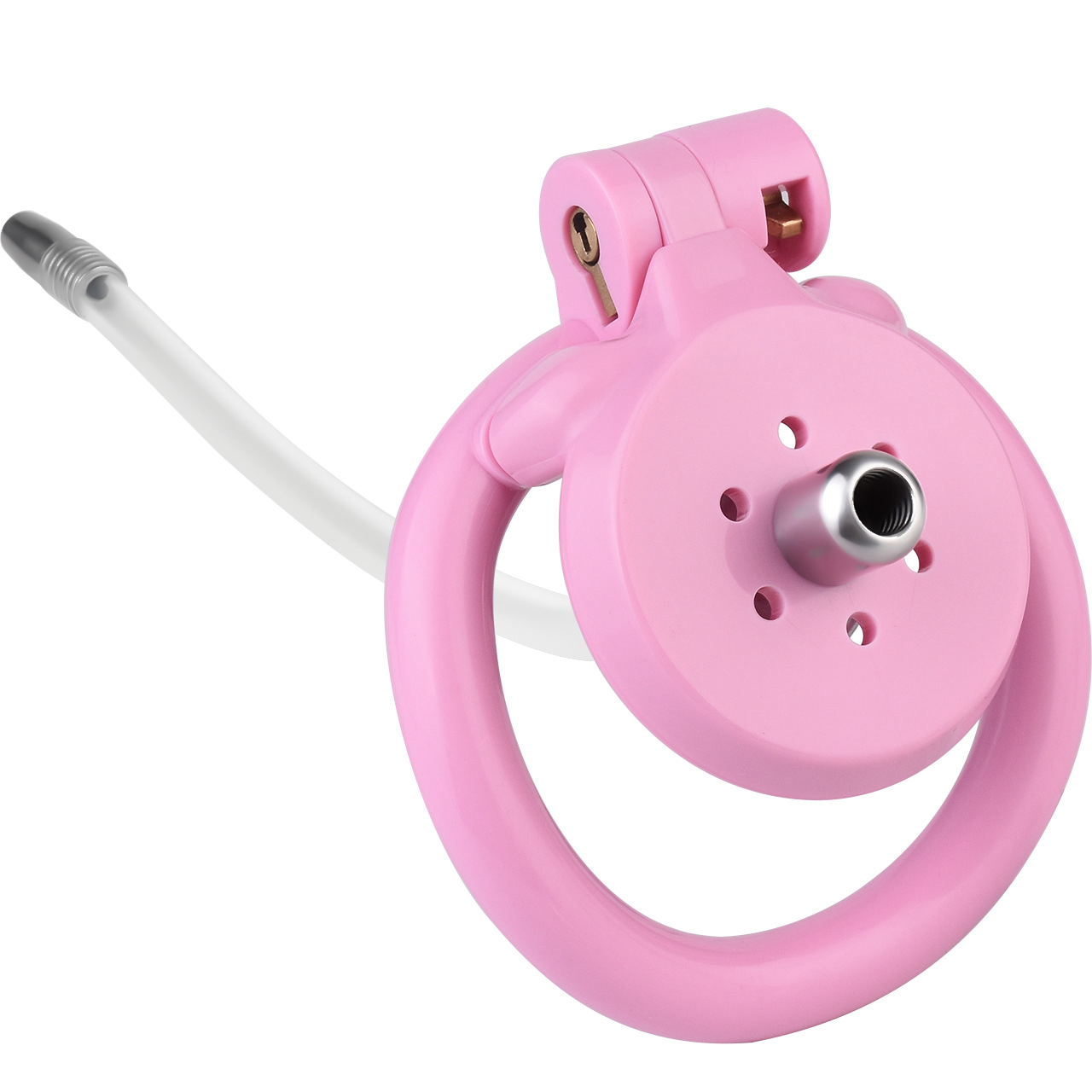 small Inverted Chastity Cage with Removable Steel Ball Plug and Silicone Catheter