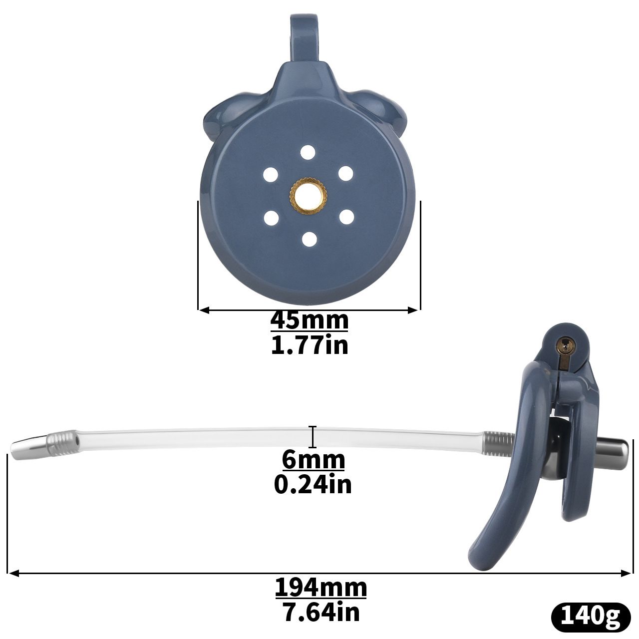 small Inverted Chastity Cage with Removable Steel Ball Plug and Silicone Catheter