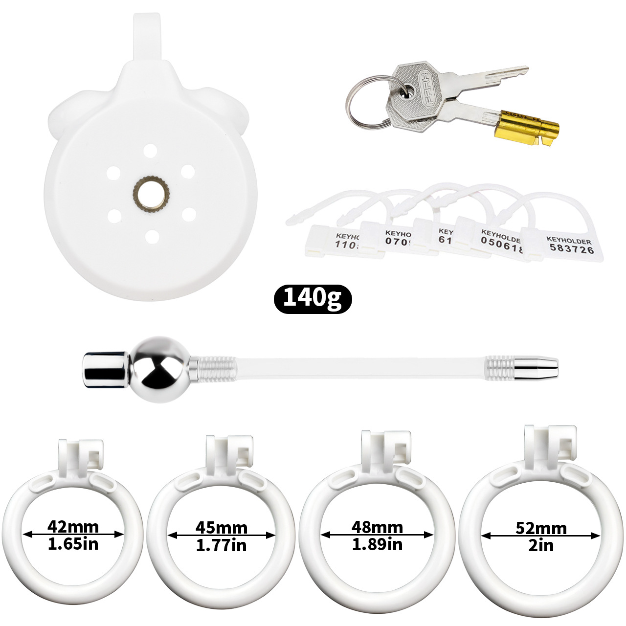 small Inverted Chastity Cage with Removable Steel Ball Plug and Silicone Catheter