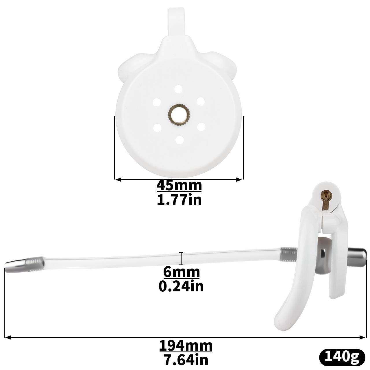 small Inverted Chastity Cage with Removable Steel Ball Plug and Silicone Catheter