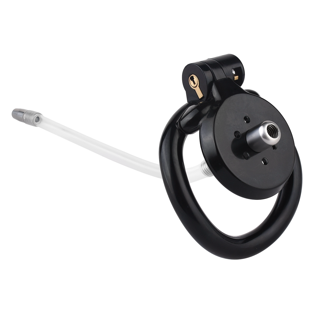 small Inverted Chastity Cage with Removable Steel Ball Plug and Silicone Catheter