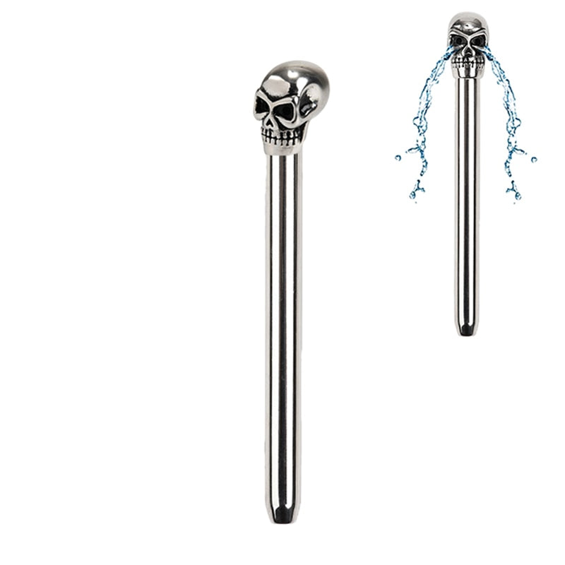 Male Penis Urethral Sound Stainless Steel Plug Skull Head Urethra Stimulator SpikedChastity Male Penis Urethral Sound Stainless Steel Plug Skull Head Urethra Stimulator SpikedChastity
