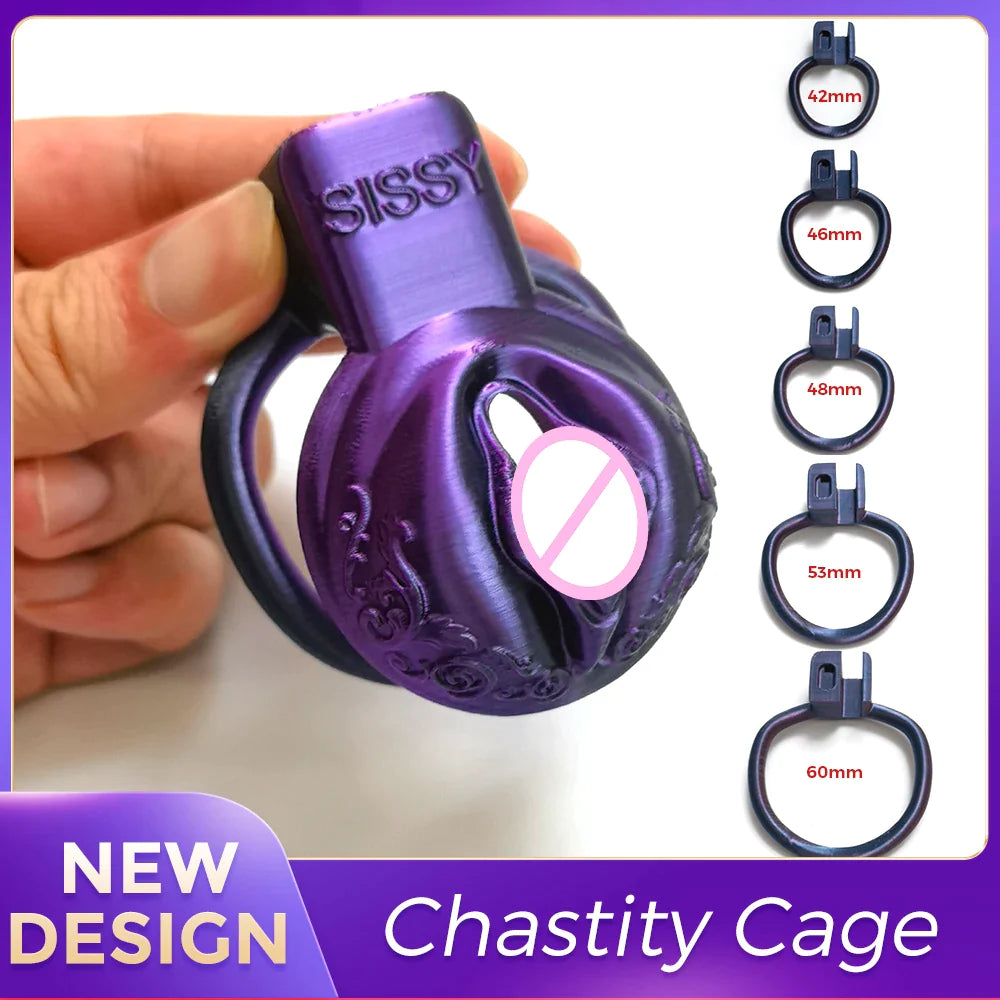 Purple Vagina-Shape Laser Chastity Cage 3D Printed Cock Cage For Sissy Femboy SpikedChastity Purple Vagina-Shape Laser Chastity Cage 3D Printed Cock Cage For Sissy Femboy SpikedChastity