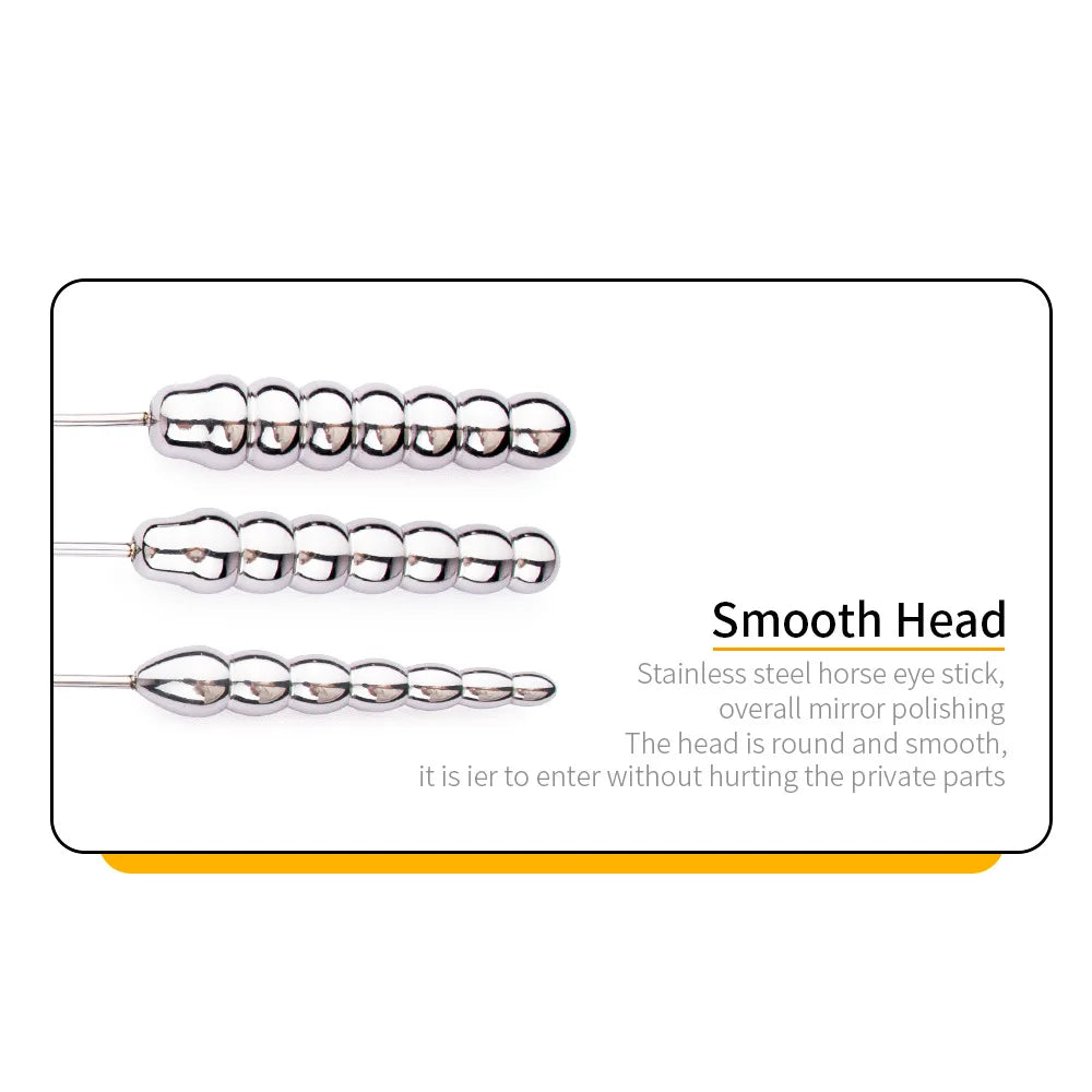 Beaded Thread Metal Urethral Sounding Dilator with Handle Stainless Steel Urethral Catheter Dilator Penis Plug