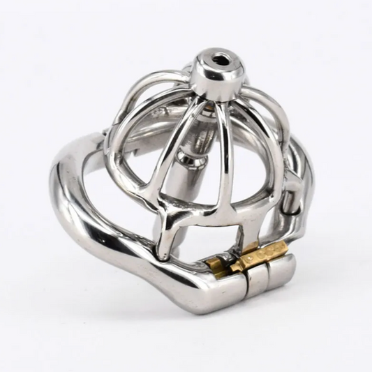Small Spiked Chastity Cage with Catheter - SpikedChastity