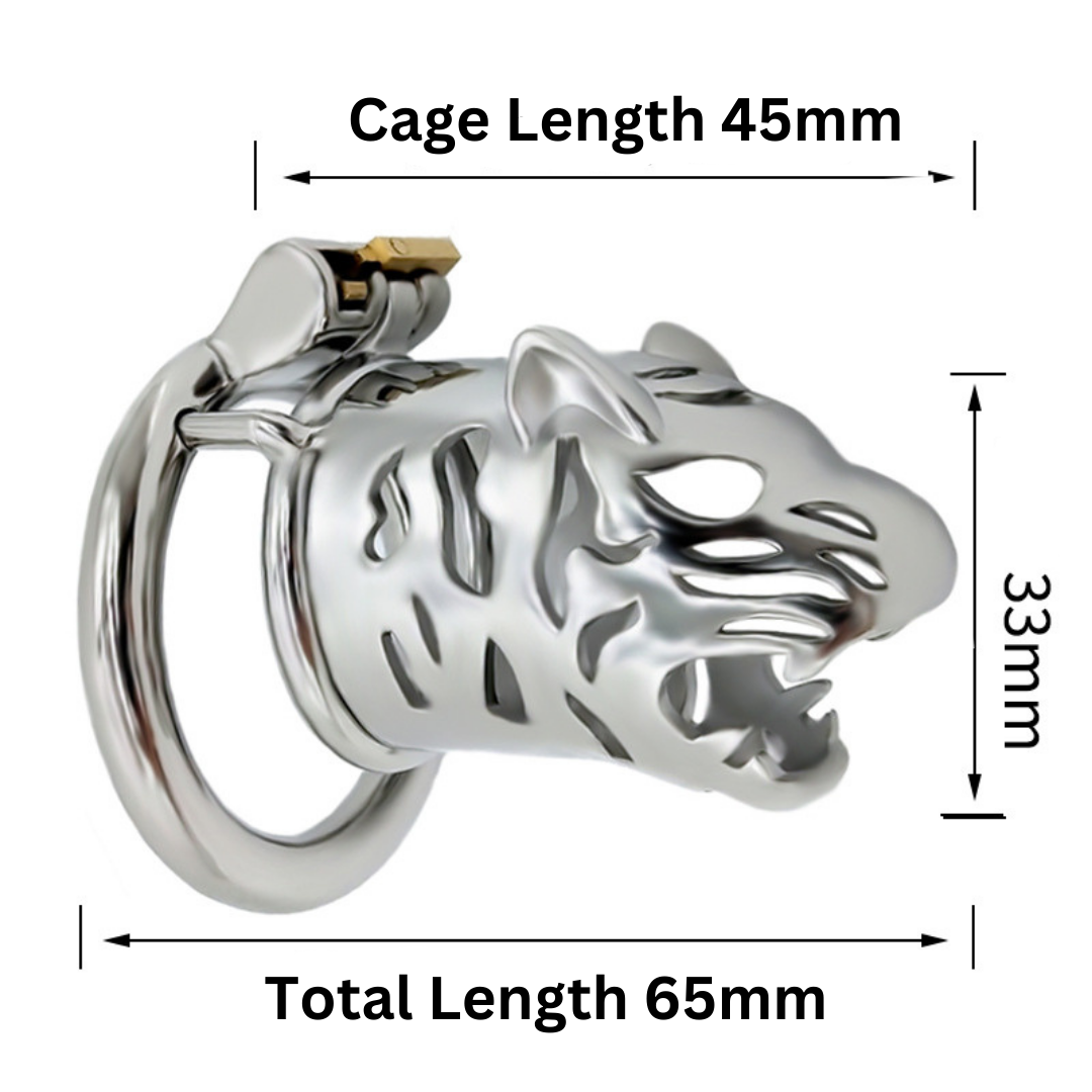 Tiger Head Metal Chastity Cage