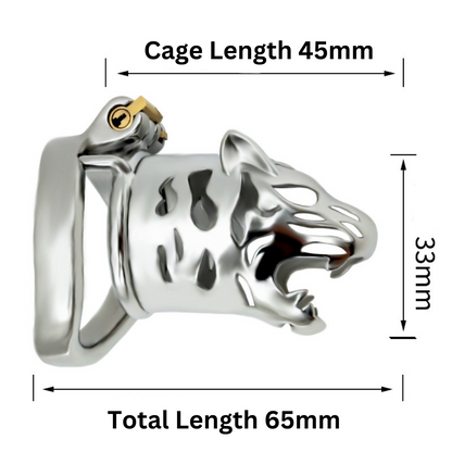 Tiger Head Metal Chastity Cage