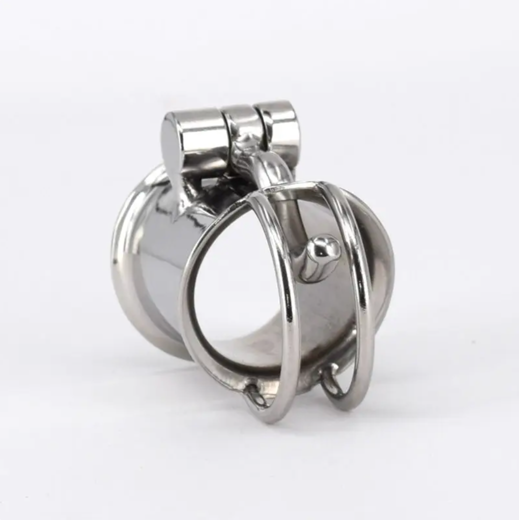 Stainless Steel PA Chastity Cage Small Penis Piercing Sleeve - SpikedChastity