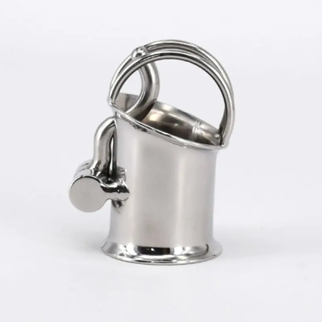 Stainless Steel PA Chastity Cage Small Penis Piercing Sleeve - SpikedChastity