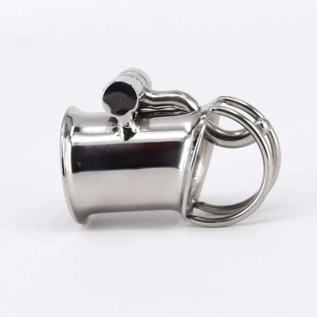 Stainless Steel PA Chastity Cage Small Penis Piercing Sleeve - SpikedChastity