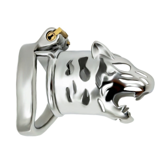 Tiger Shape Metal Chastity Cage For Men BDSM Small Male Cock Cage Chastity Device