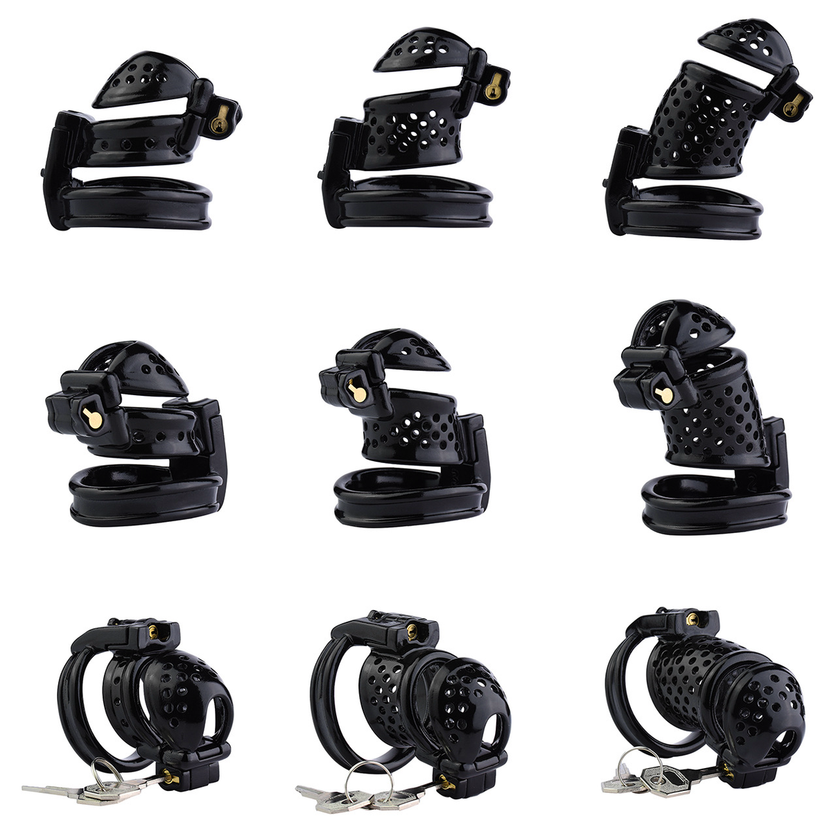 Double Lock Black Resin Chastity Cage With Removable Cap Male Chastity double-lock-black-resin-chastity-cage-with-removable-cap-male-chastity