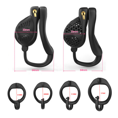 Black/Pink Lightweight Resin Chastity Cage with Testicle Support
