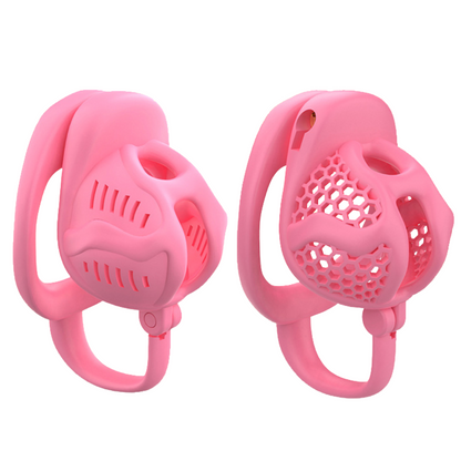 Black/Pink Lightweight Resin Chastity Cage with Testicle Support