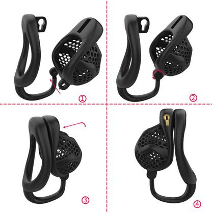 Black/Pink Lightweight Resin Chastity Cage with Testicle Support