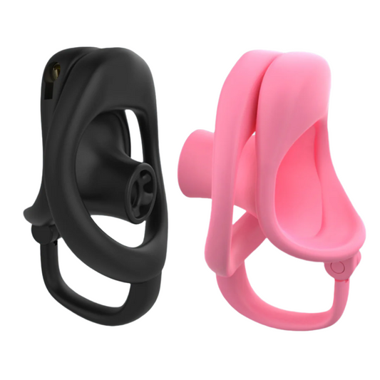 Black/Pink Resin Inverted Chastity Cage Lightweight Negative CockCage with Testicle Support