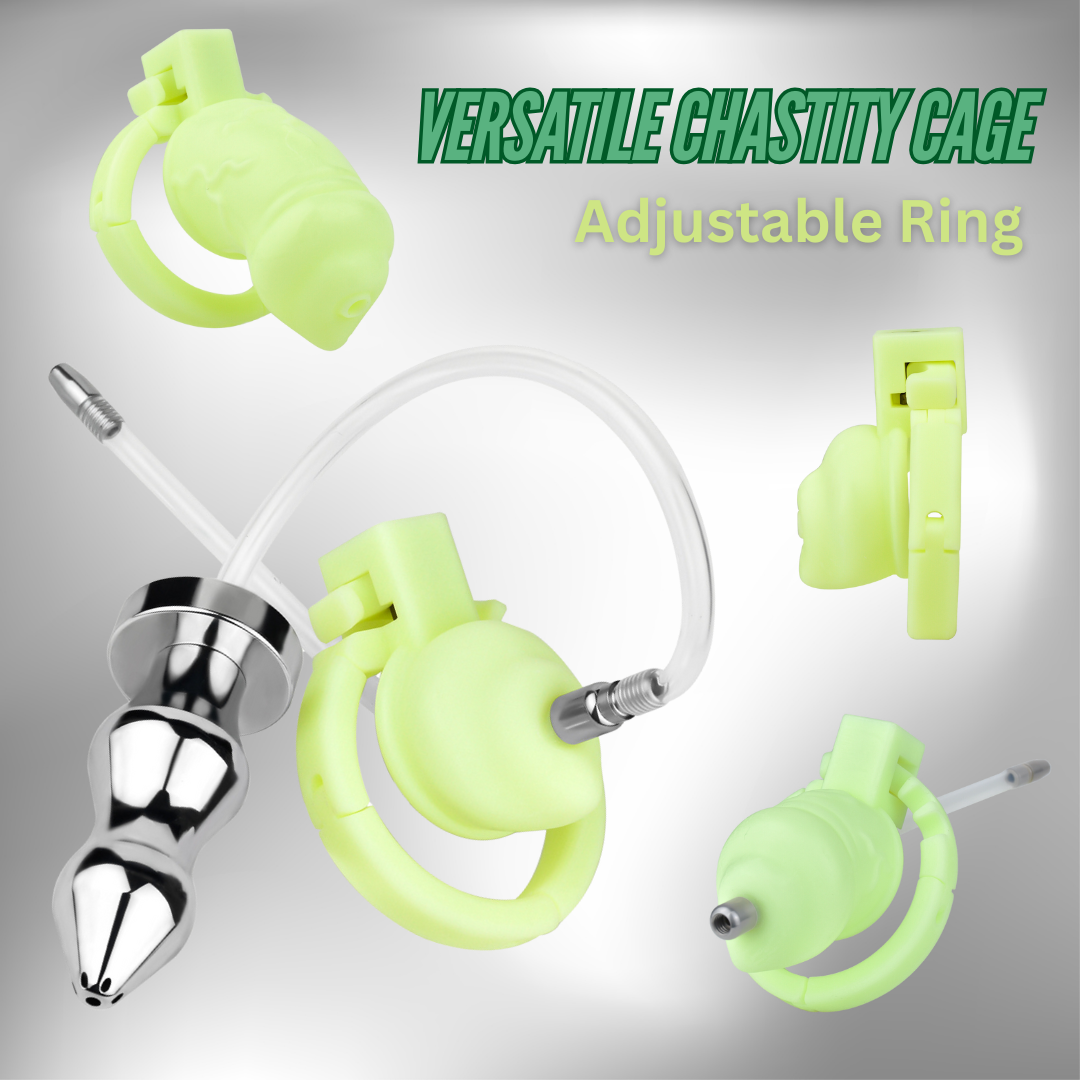 Versatile Small 3D-Printed Chastity Cage with Adjustable Ring and Anal Plug for couple chastity training BDSM play